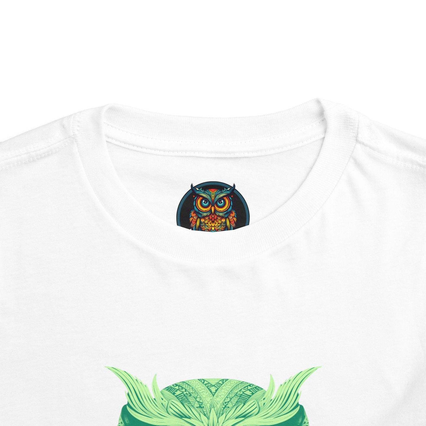 Toddler Tee - Green Botanical Owl Graphic Cute Kids Shirt