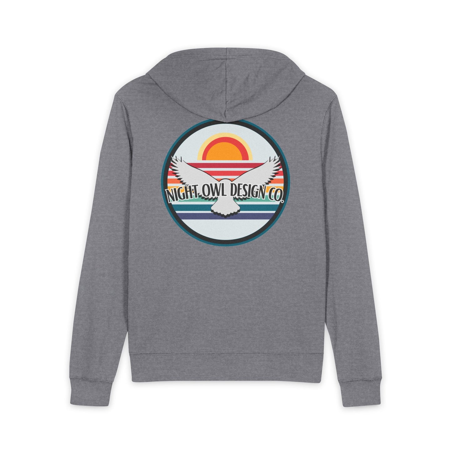 Night Owl Logo Full-Zip Hoodie — Nighttime Vibe Zip-Up for Late-Night Creatives